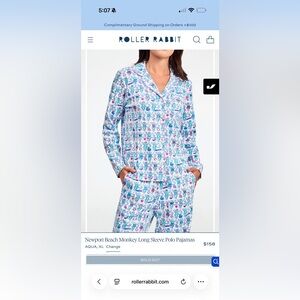 Newport Beach Monkey Long Sleeve Polo Pajamas